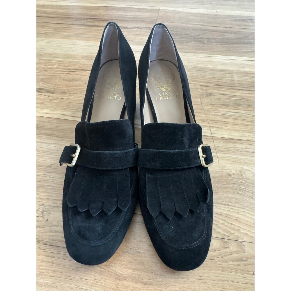 Vince Camuto Giuliann Fringe Suede Block Heel Pumps – Size 9.5 US / 39.5 EU